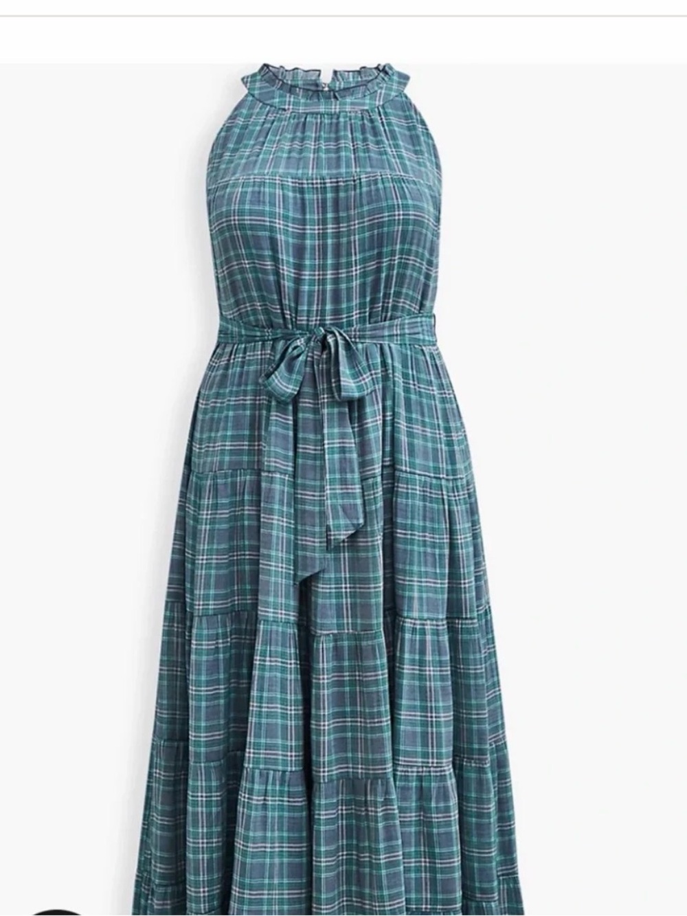 Torrid Teal Plaid Halter Maxi Dress with Side Pockets
